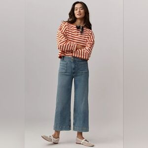 Anthropologie The Collette Blue Wide-Leg Crop Jeans